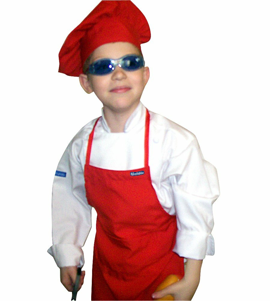 Chefskin Teen Chef Apron Hat Set White for Schools, New