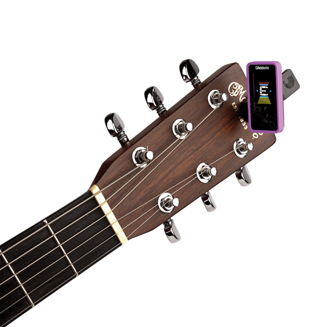 D'Addario Eclipse Headstock Guitar & Bass Tuner, Purple, PW-CT-17PR
