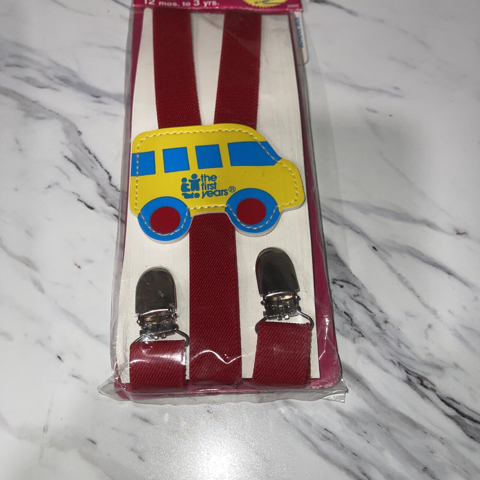 Vintage 1990 The First Years Toddler School Bus Suspenders 12 Months to 3 Years