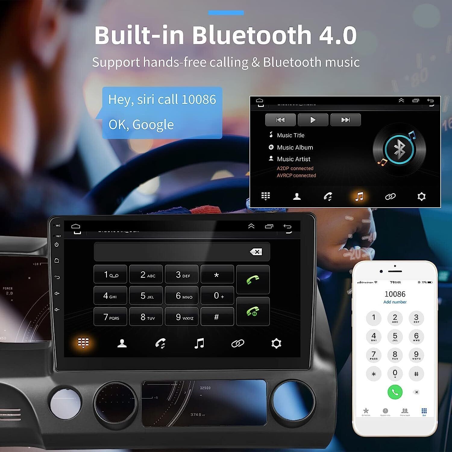 10.1" Android 13.0 Car GPS Stereo Radio Carplay for Honda CIVIC 2006-2011 w/CAM