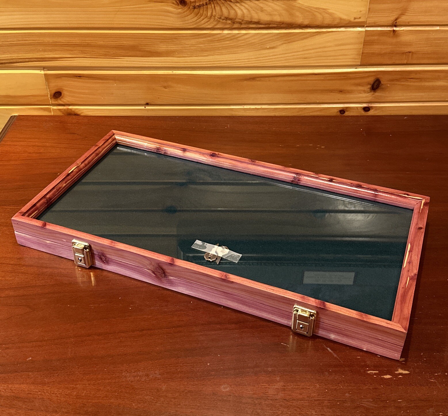 Cedar Wood 24 X 12 X 2” Display Case for Arrowheads , Knives , Police Badges