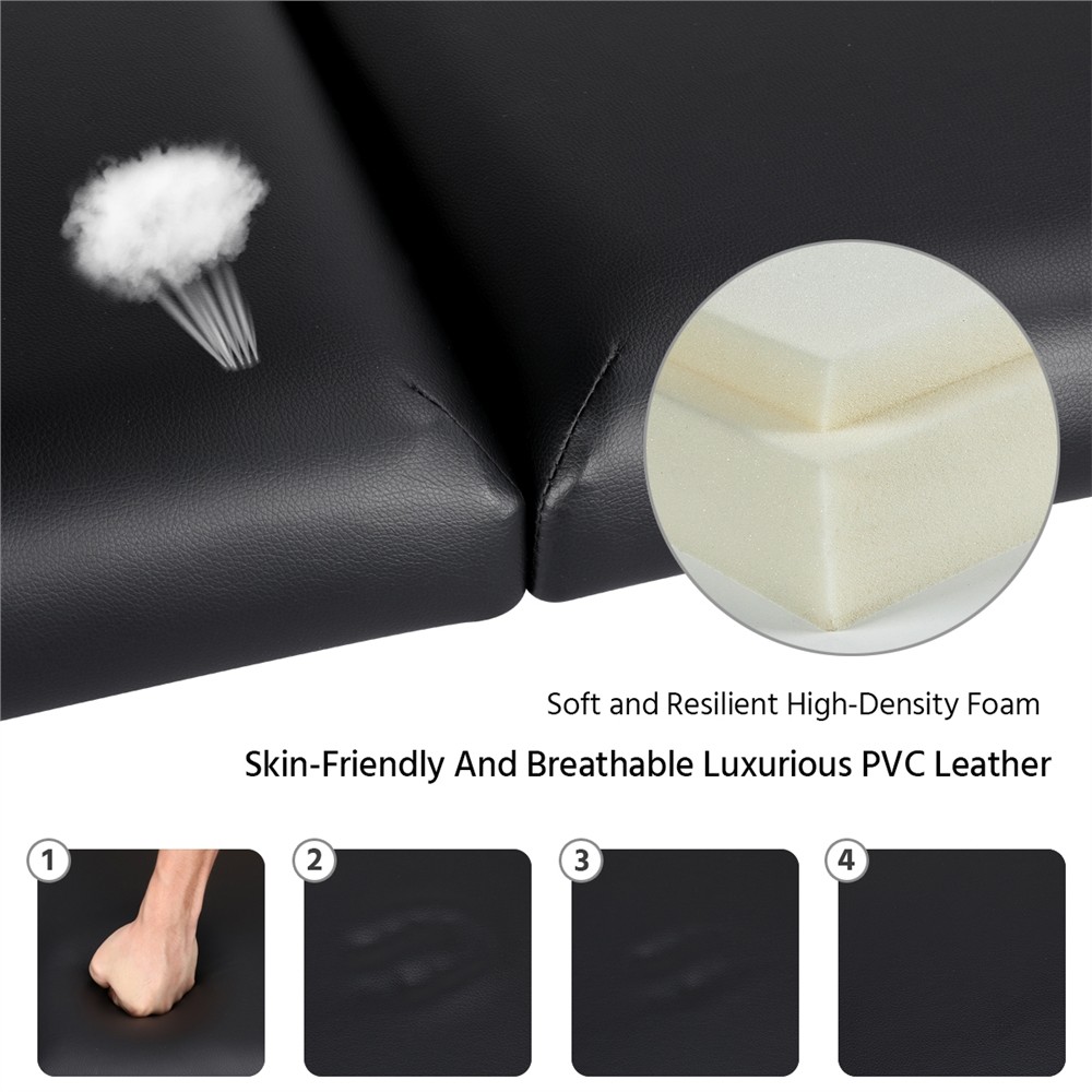 2 Sectional Folding Portable Massage Table with Face Cradle Armrests, Used