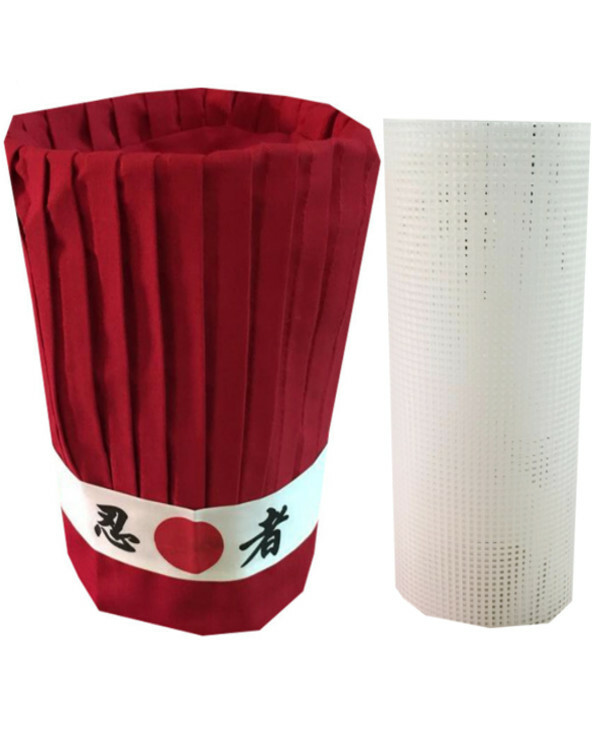 Hibachi Chef Tall Hat Set with Headband & Plastic Net, New