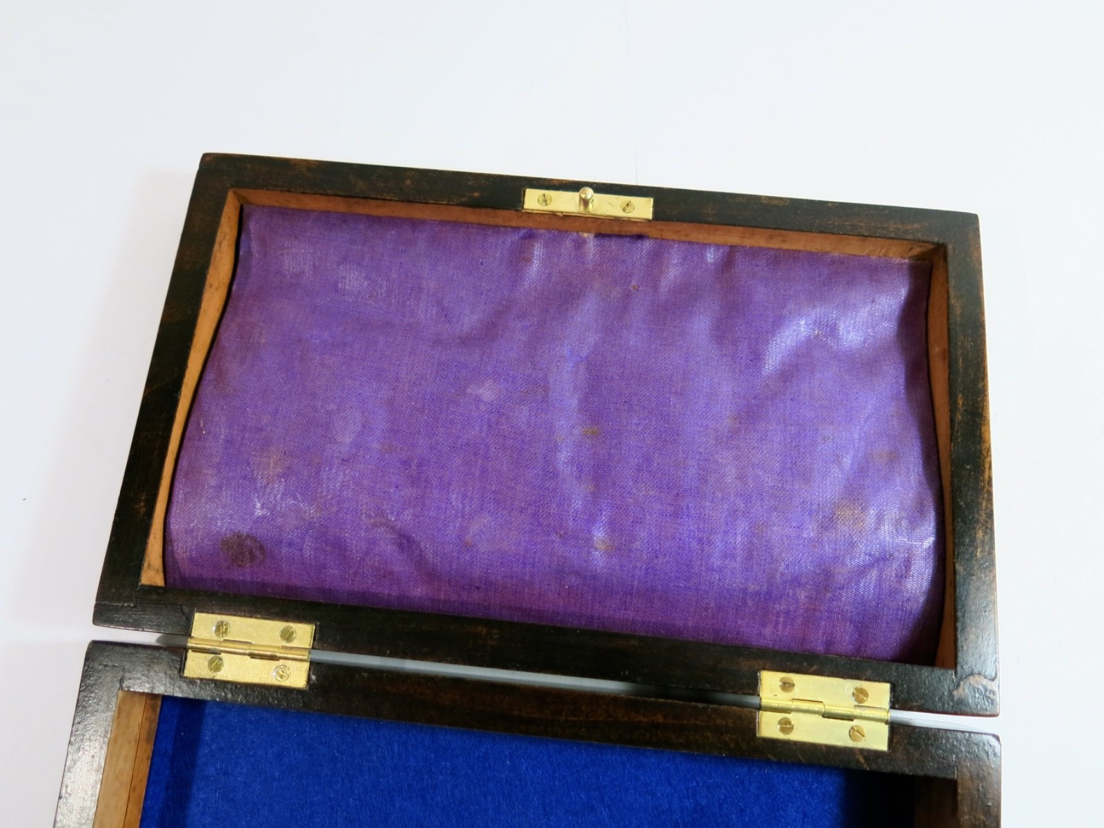 Antique late 1800s Drafting Set in Refinished Wooden Box with Lock and Key