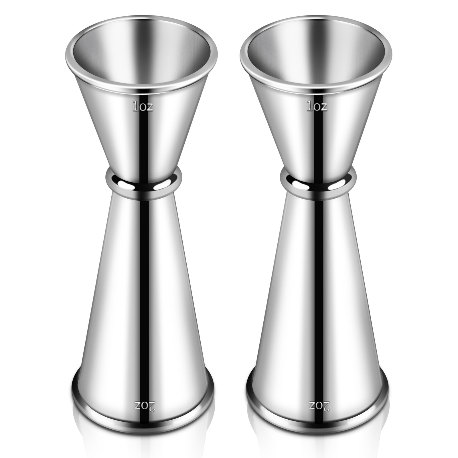 2 Pcs Jigger for Bartending, Premium 304 Stainless Steel Normal, Silver