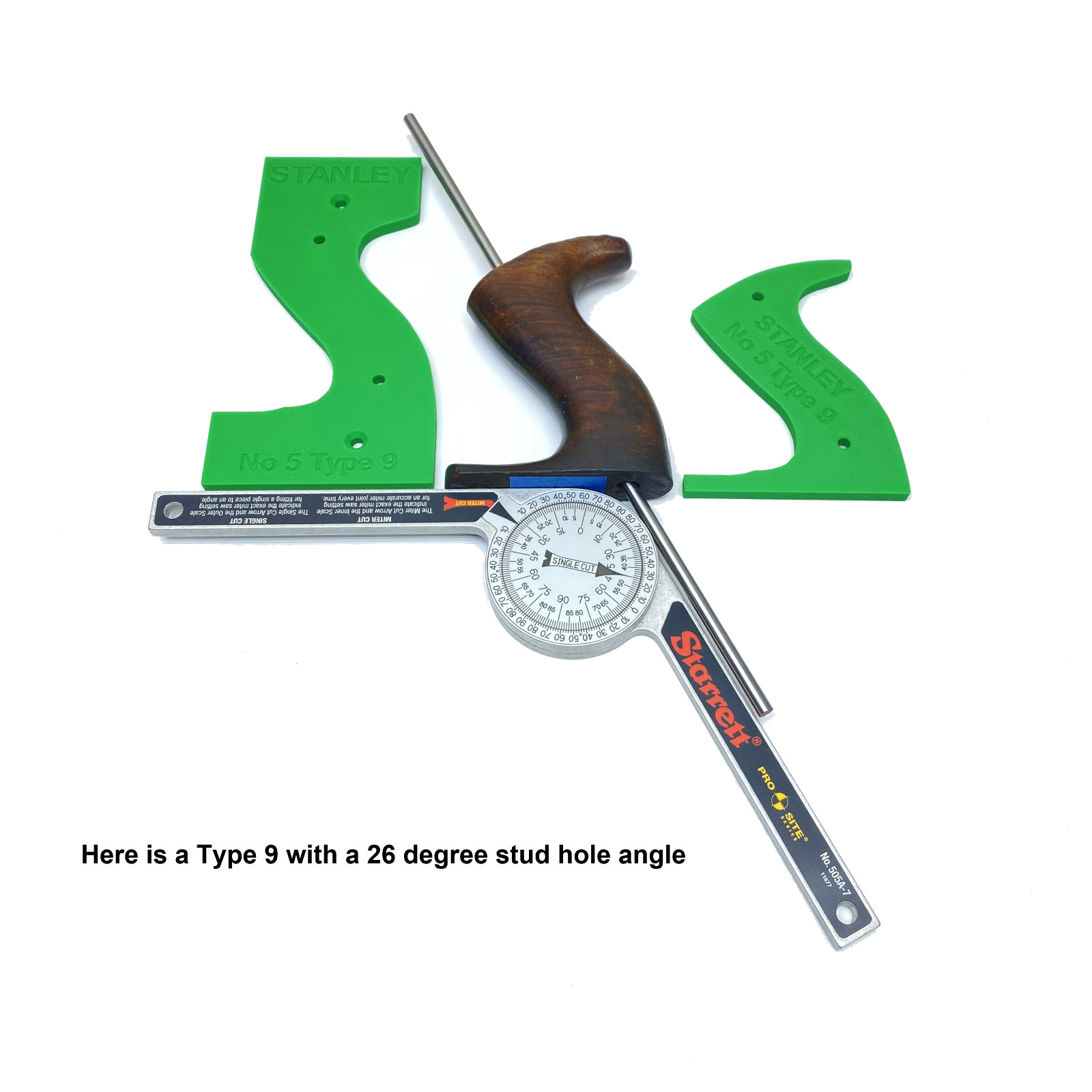 Stanley Plane Tote Drilling Jig Complete Set with Angle Blocks from 25 to 30°