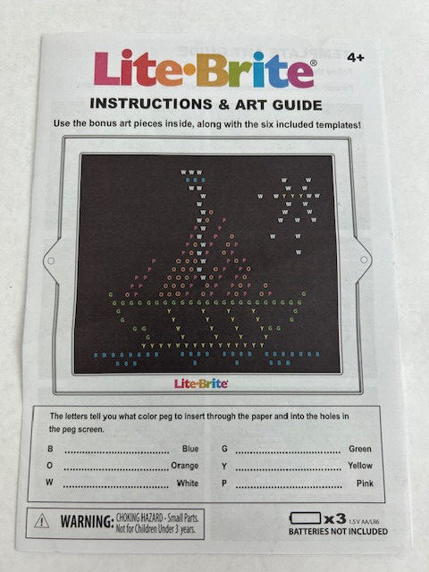 Lite Brite Replacement Instructions + Lite Pegs + 6 Overlay Sheets Parts Only
