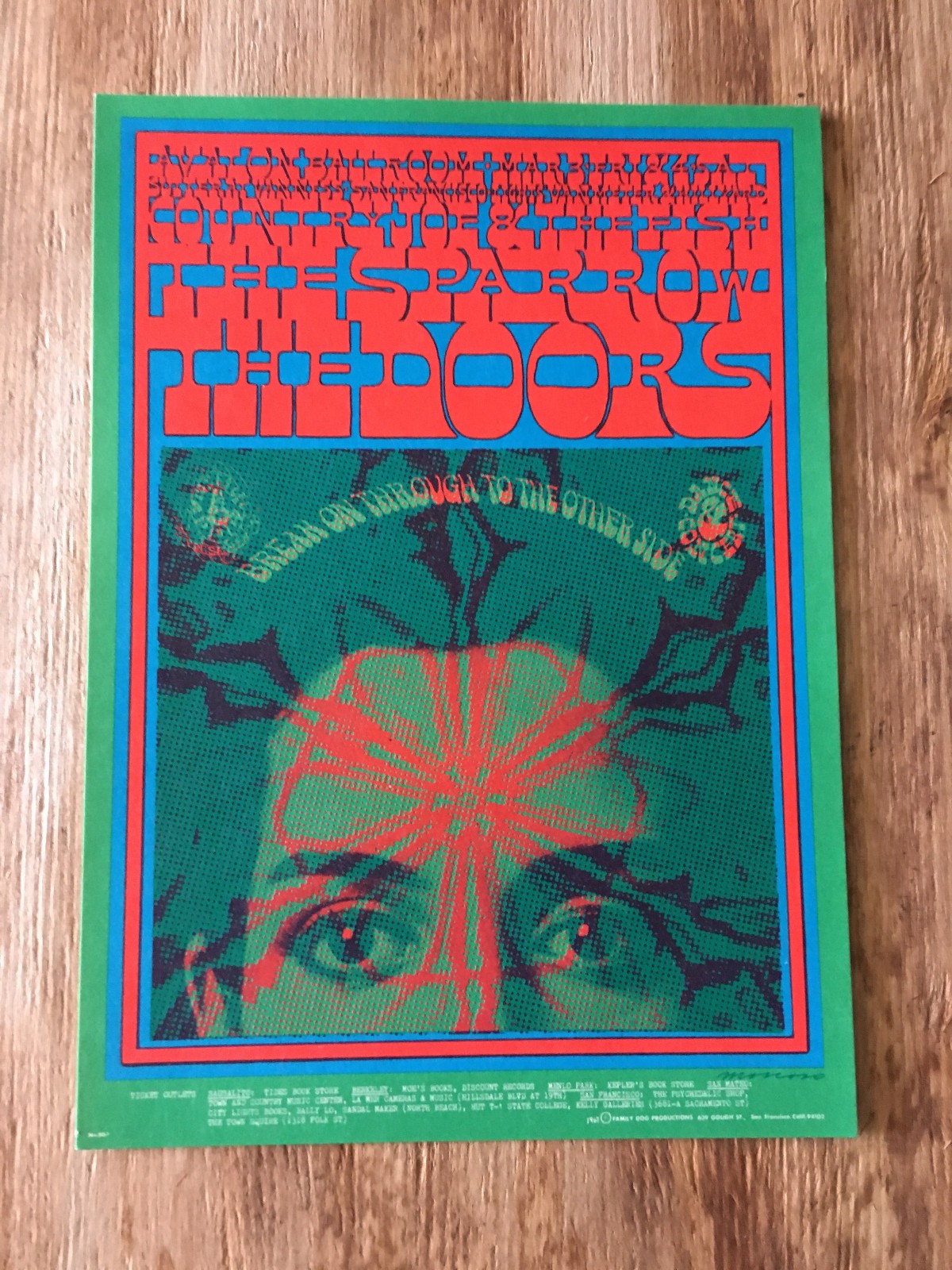 DOORS / SPARROW March 1967 Avalon SF postcard Family Dog FD 50