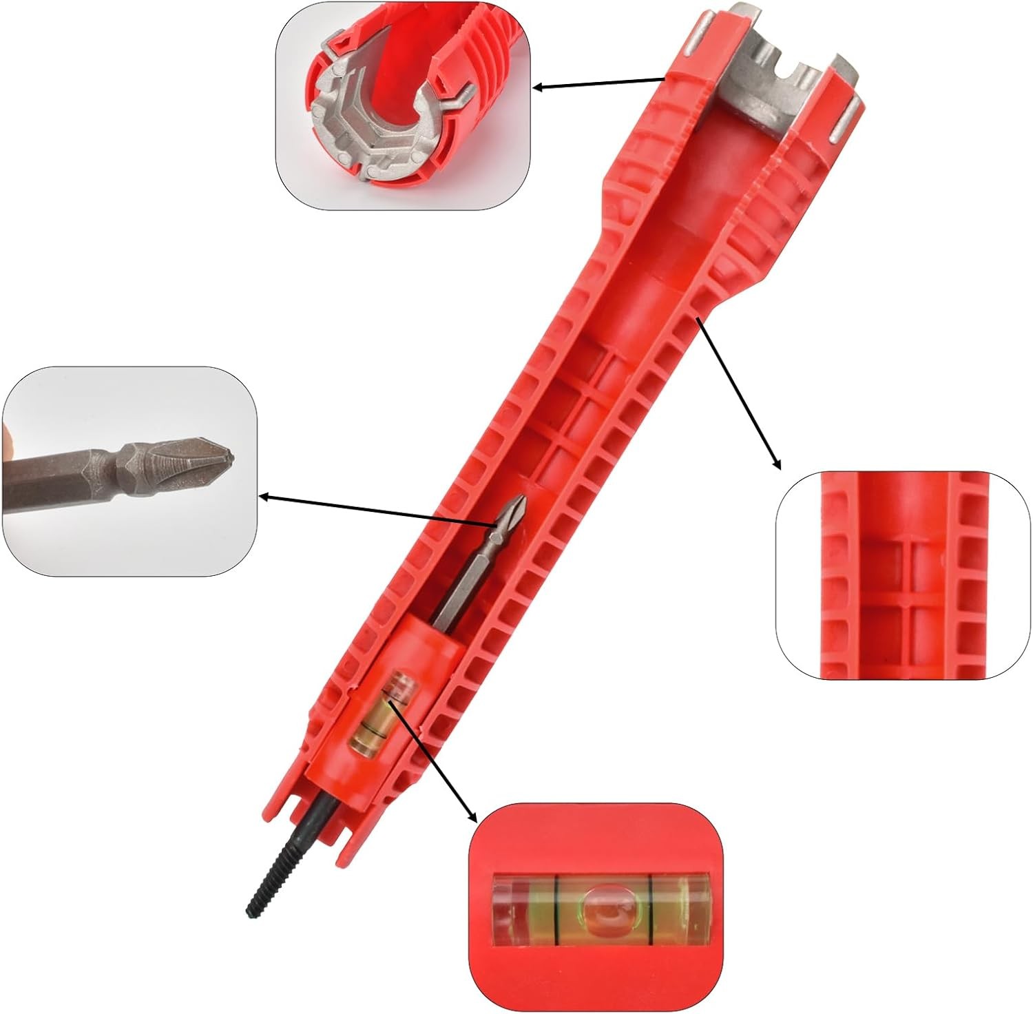 5 in 1 Faucet Sink Installer Home Multi Tool Pipe Wrench For Plumbers Homeowners
