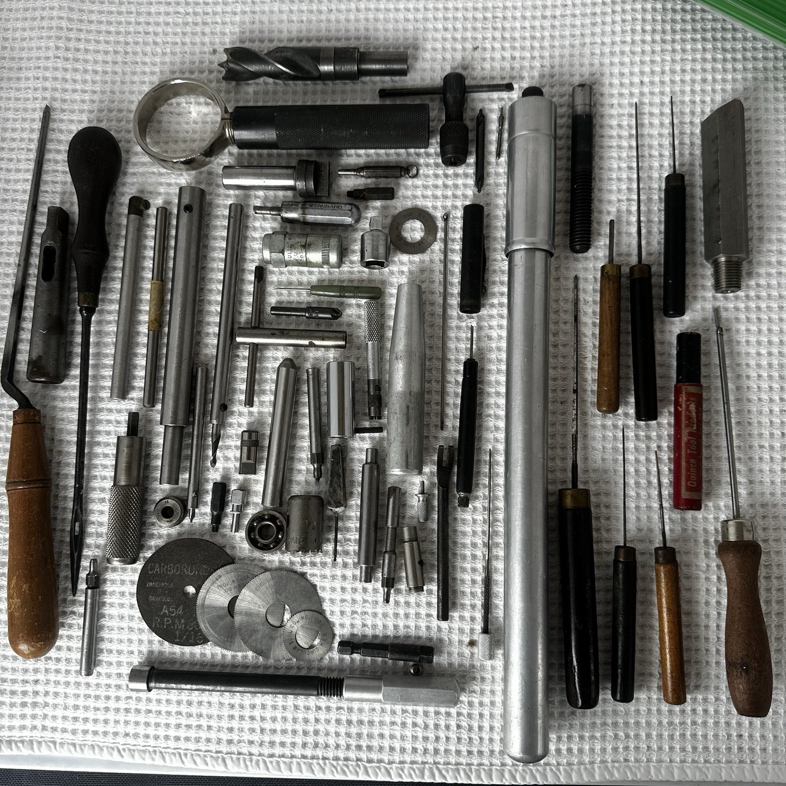 Machinist and Watchmaker Tools Lot 62 Piece End Mill Awl Saw Blades Drill Bits