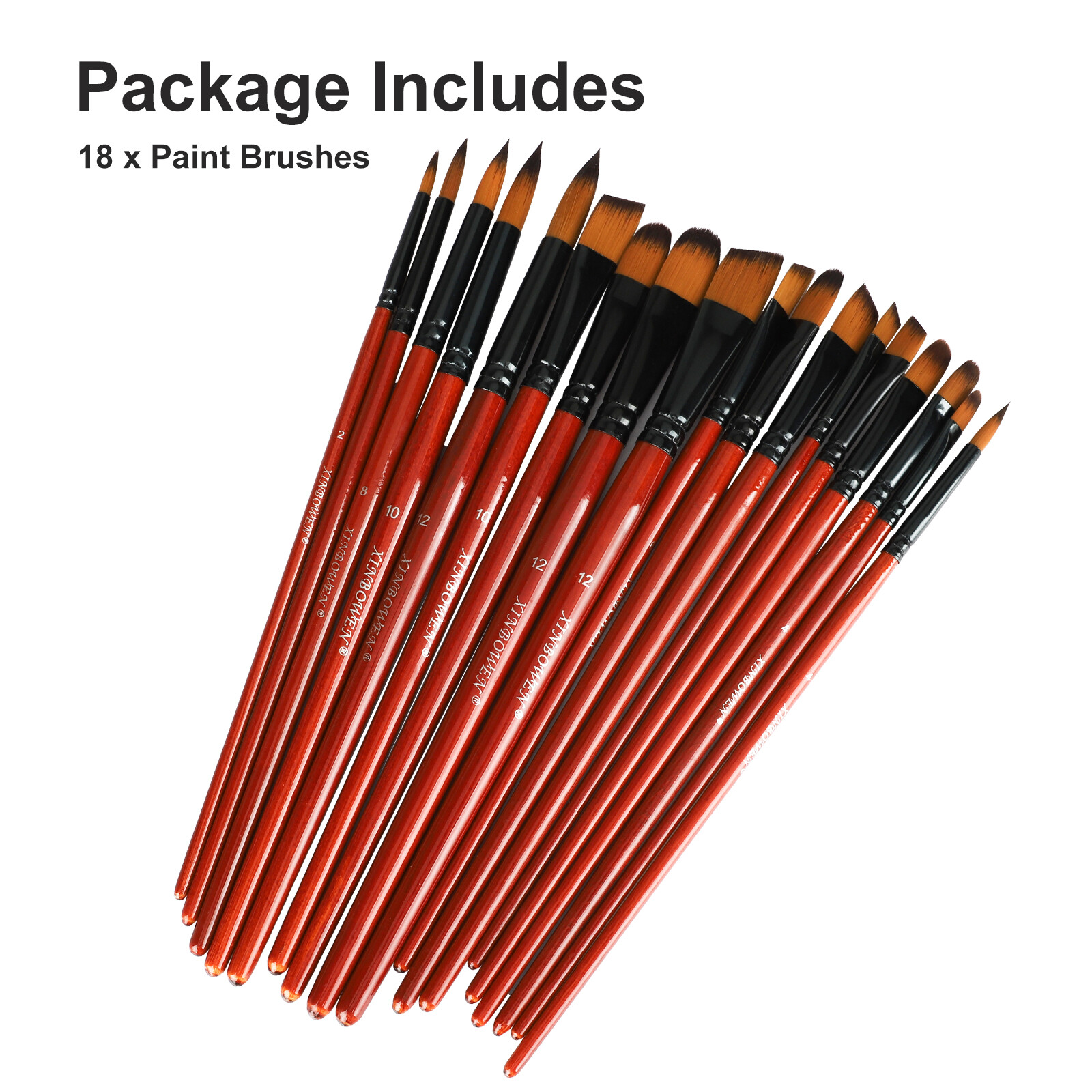 18Pcs Artist Paint Brushes Set Art Acrylic Oil Watercolour Painting Craft Model
