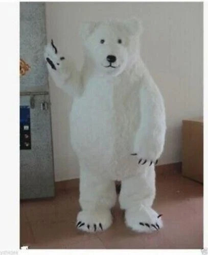 Polar Bear Mascot Costume Suit Adult Halloween Fancy Dress