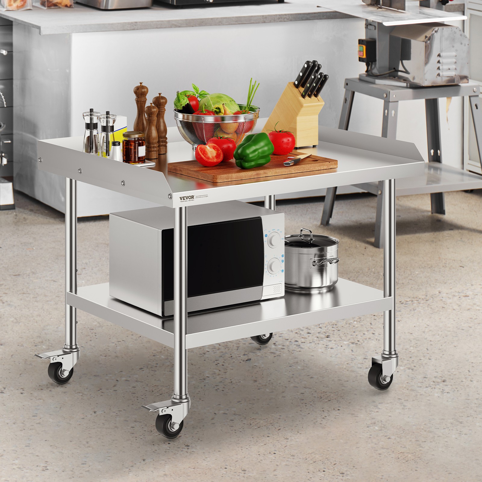 VEVOR Stainless Steel Work Table 30"x36" Commercial Food Prep Table W/ 4 Casters
