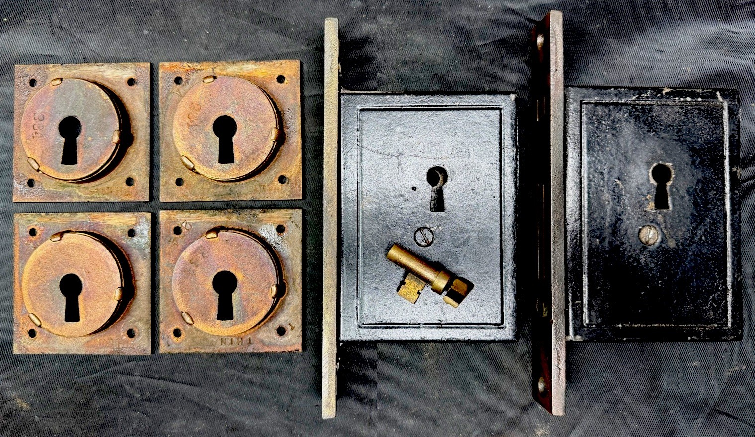 Russell and Erwin Amarat Damascene Victorian Pocket Door Sliding Door Set Square