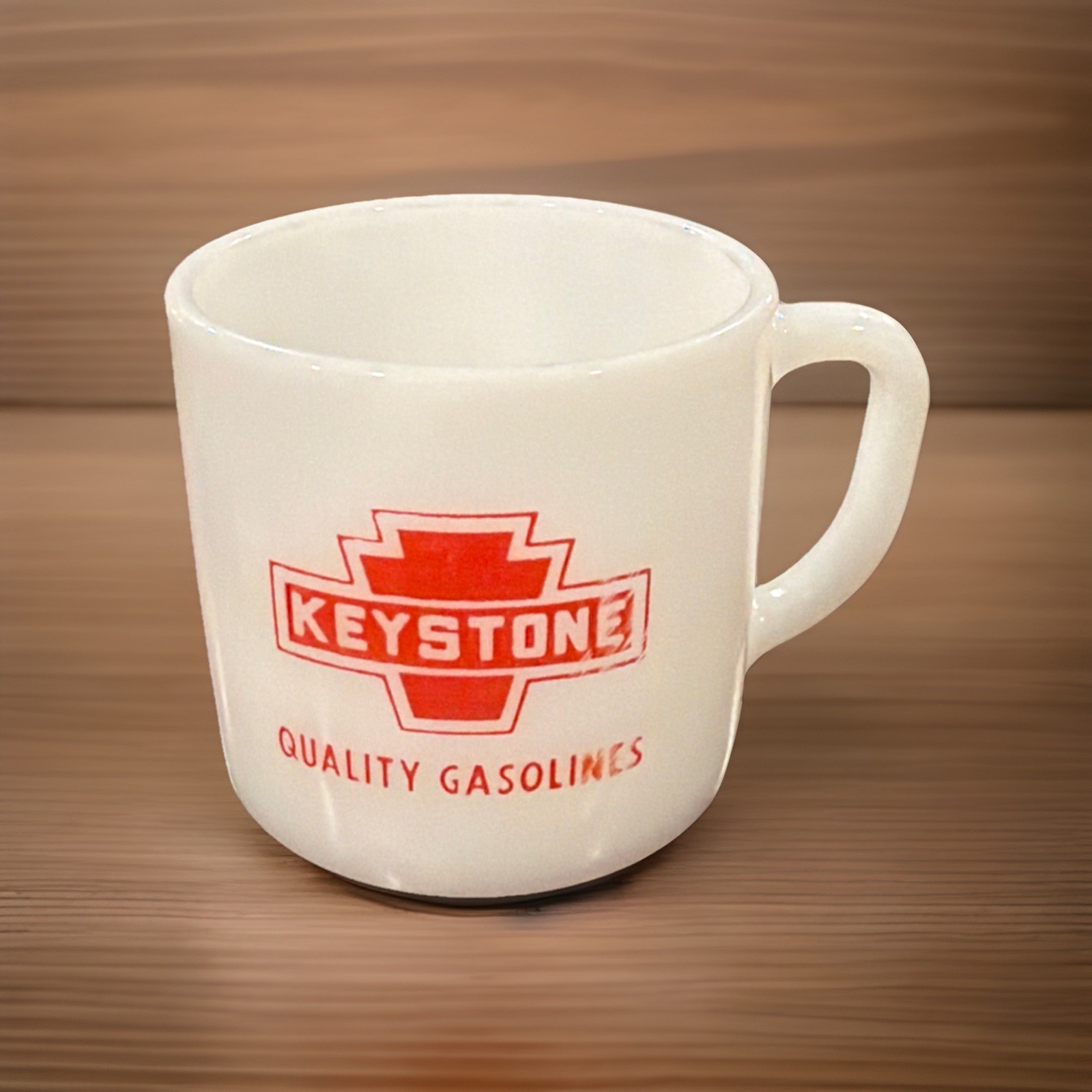 Vintage Keystone Gasoline Federal Glass Coffee Mug Milk Glass Pennsylvania Used