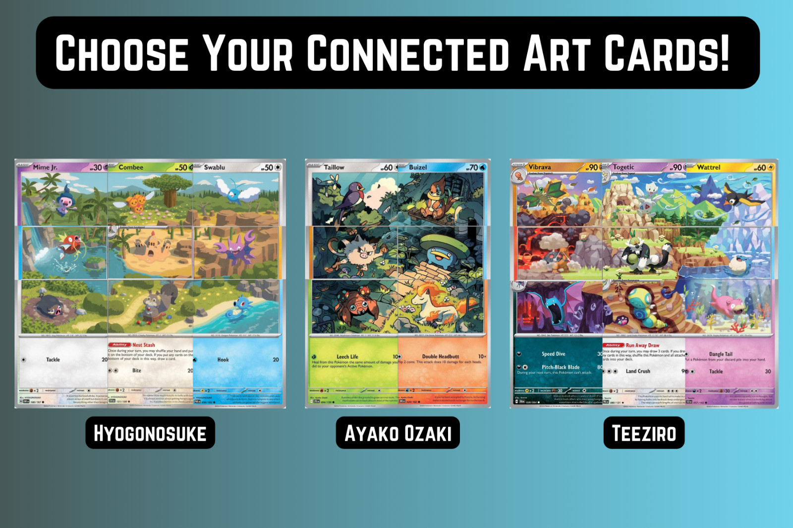 Choose Your Connected Puzzle Art Pokemon Set! Hyogonosuke, Teeziro, Ayako Ozaki