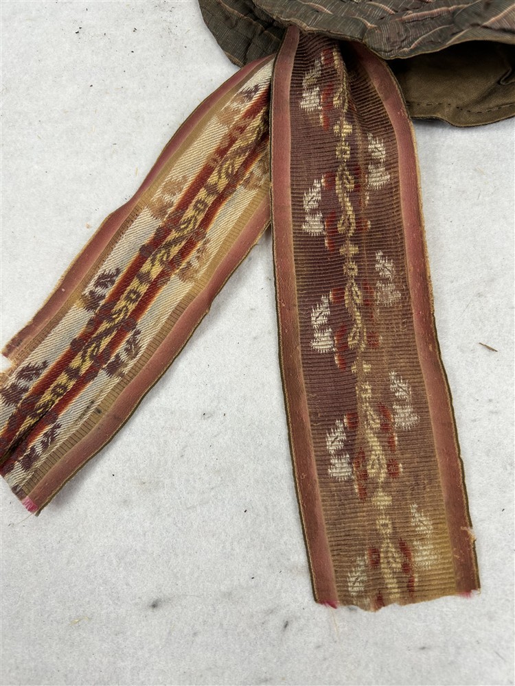 antique hat winter bonnet hand made quilted silk /homespun early 19thc best