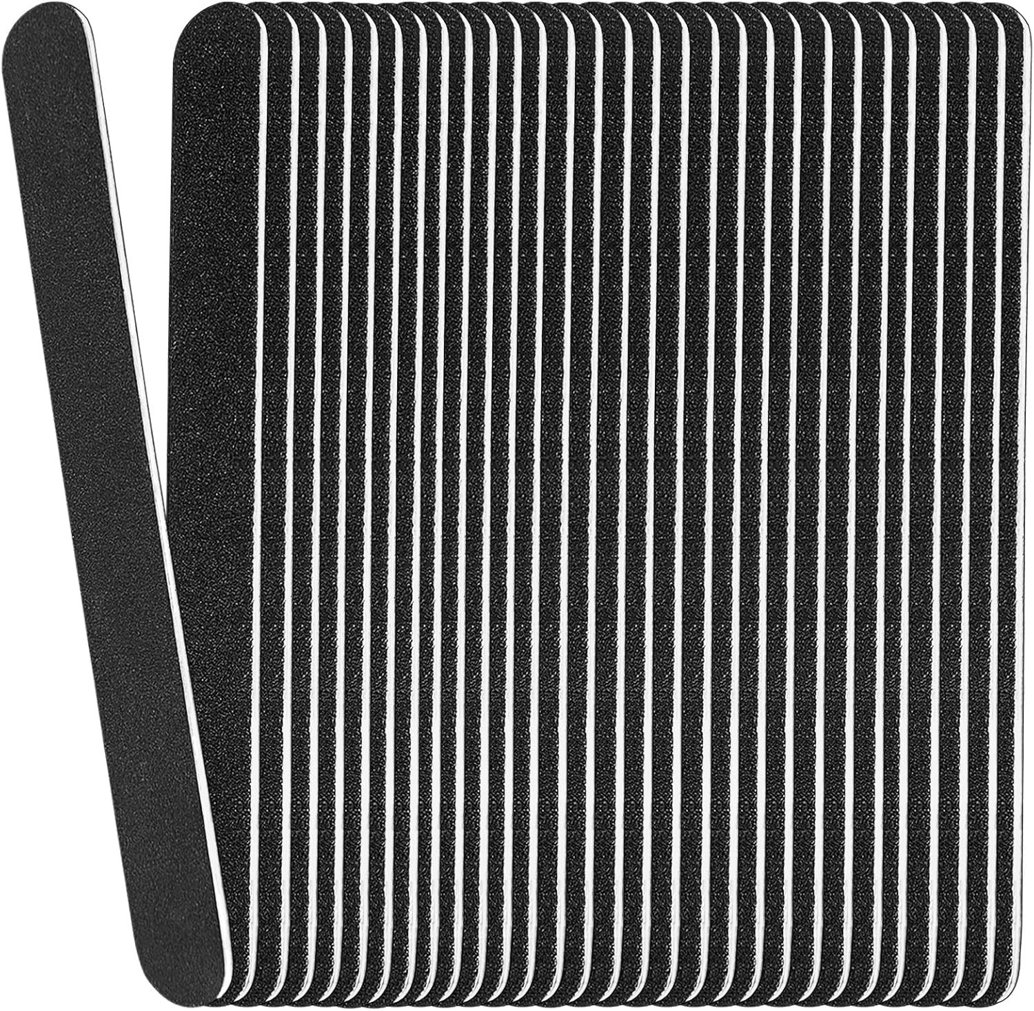 20 Pack 100/180 Grit Nail Files Black Professional Emery Boards Nail