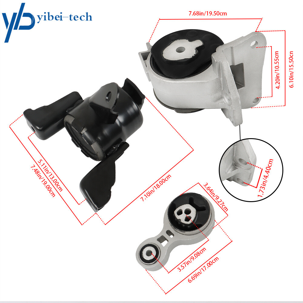 Motor & Trans Mount 3PCS Set For 10-12 Ford Fusion 2.5L 2010 Mercury Milan 2.5L
