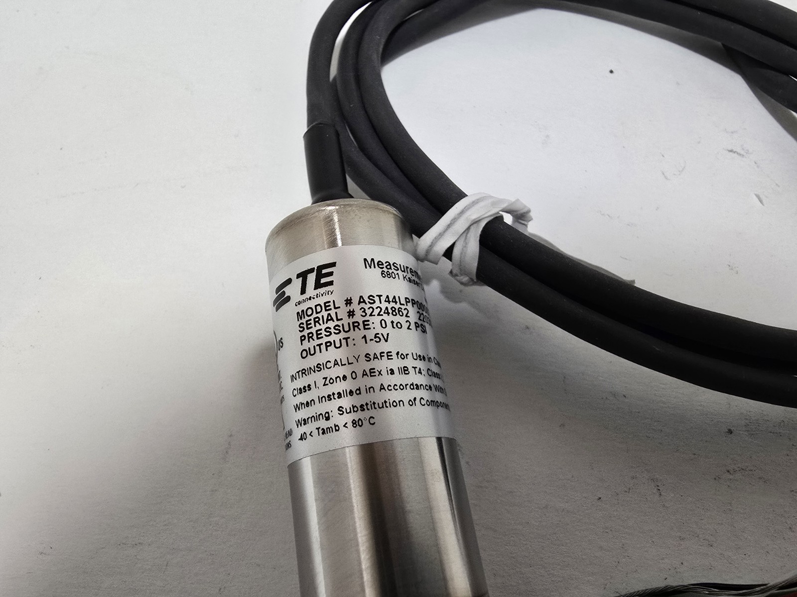 AST44LPP00002P3B1000 Industrial Pressure Transducer 0-2 PSI TE Connectivity