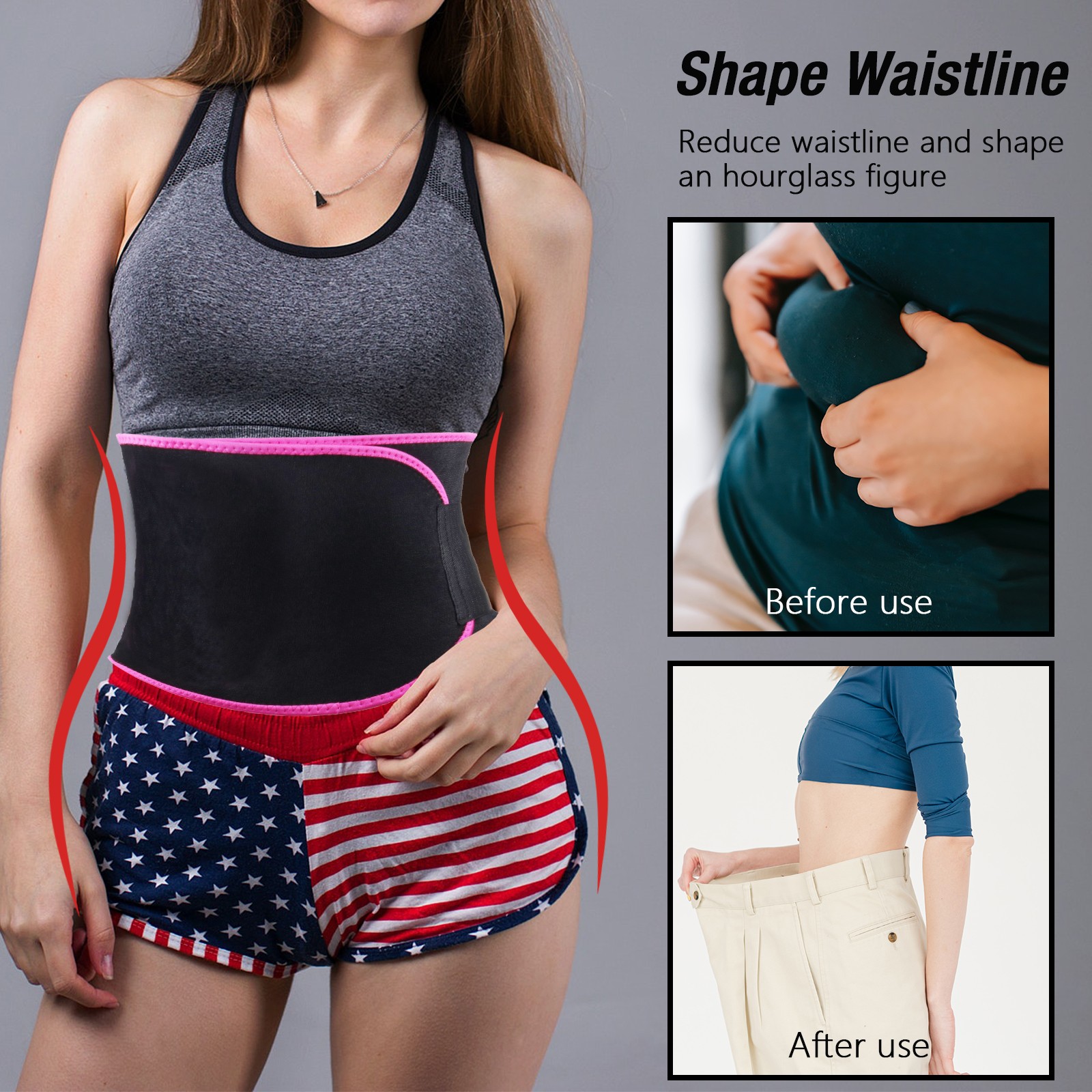 Men&Women Adjustable Waist Trainer for Weight Loss&Toning - Fitness Shaper Belt