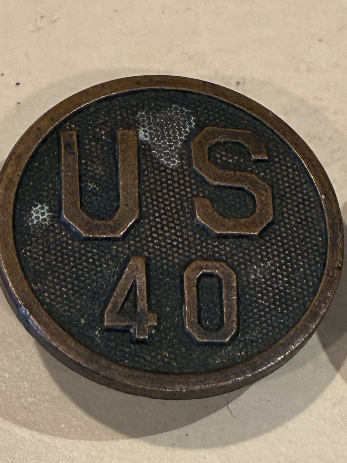 RARE WW1 US ARMY AEF 40th ENGINEERS (CAMOUFLAGE) UNIT,PATCH AND SET COLLAR DISC