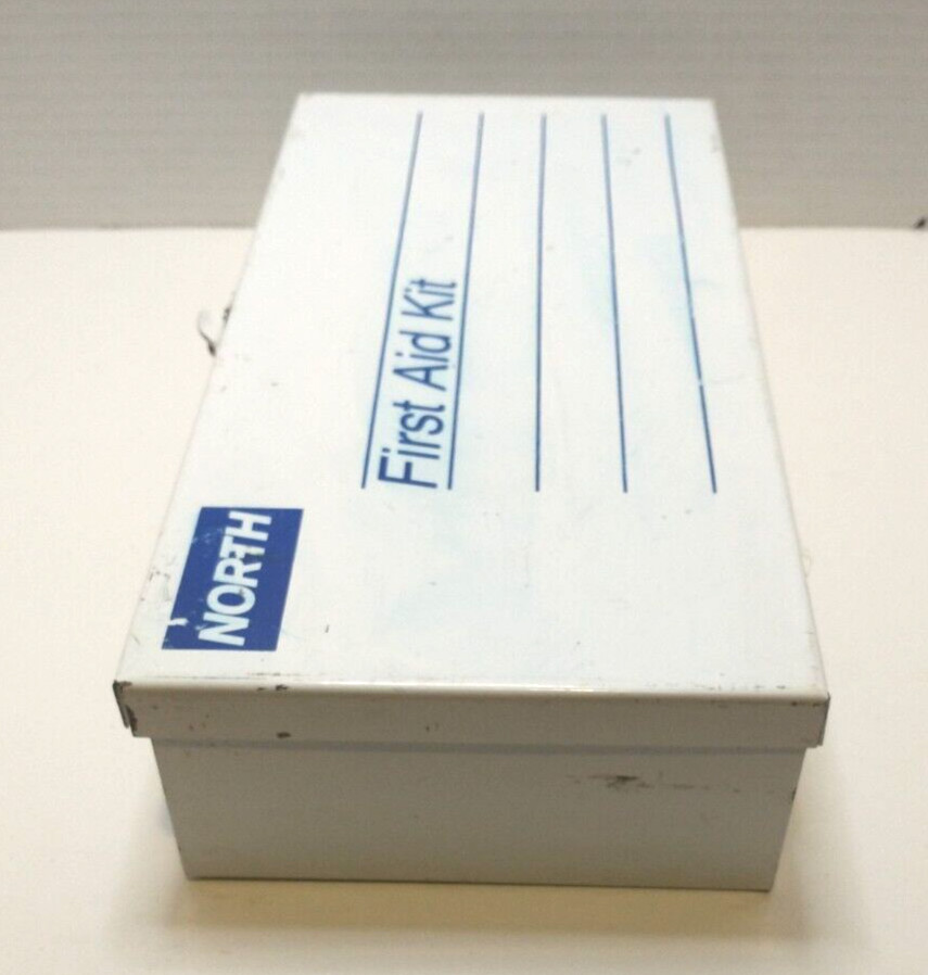 Vintage - North First Aid Kit - Metal Storage with Contents and 1st Aid Guide