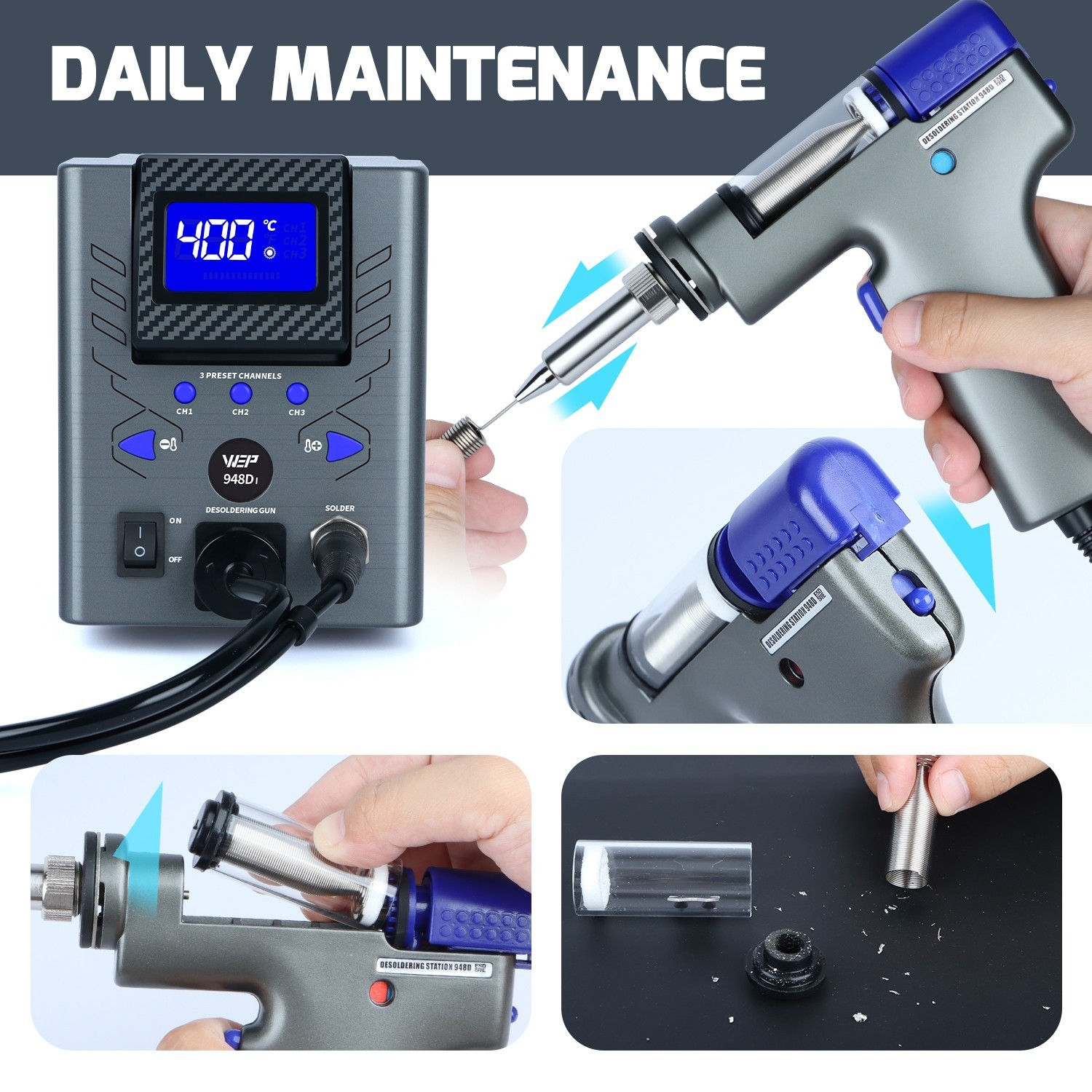 WEP 110W Desoldering Station Vacuum Sunction Tin Gun For Multi-Layer Board