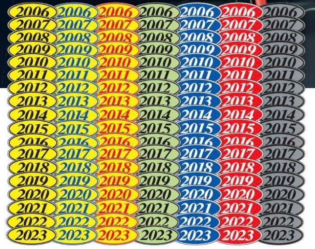 Car Dealer Oval Model Year Stickers, Windshield Stickers for Car Lot