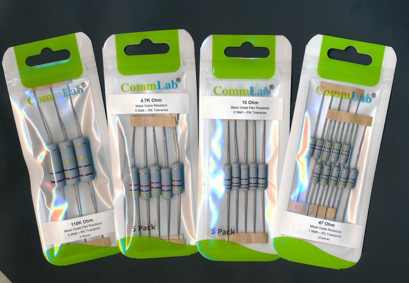 1W Metal Oxide Resistor 10 Pack 0.33-2.2M ohm PREMIUM 5% 1 Watt You choose Value