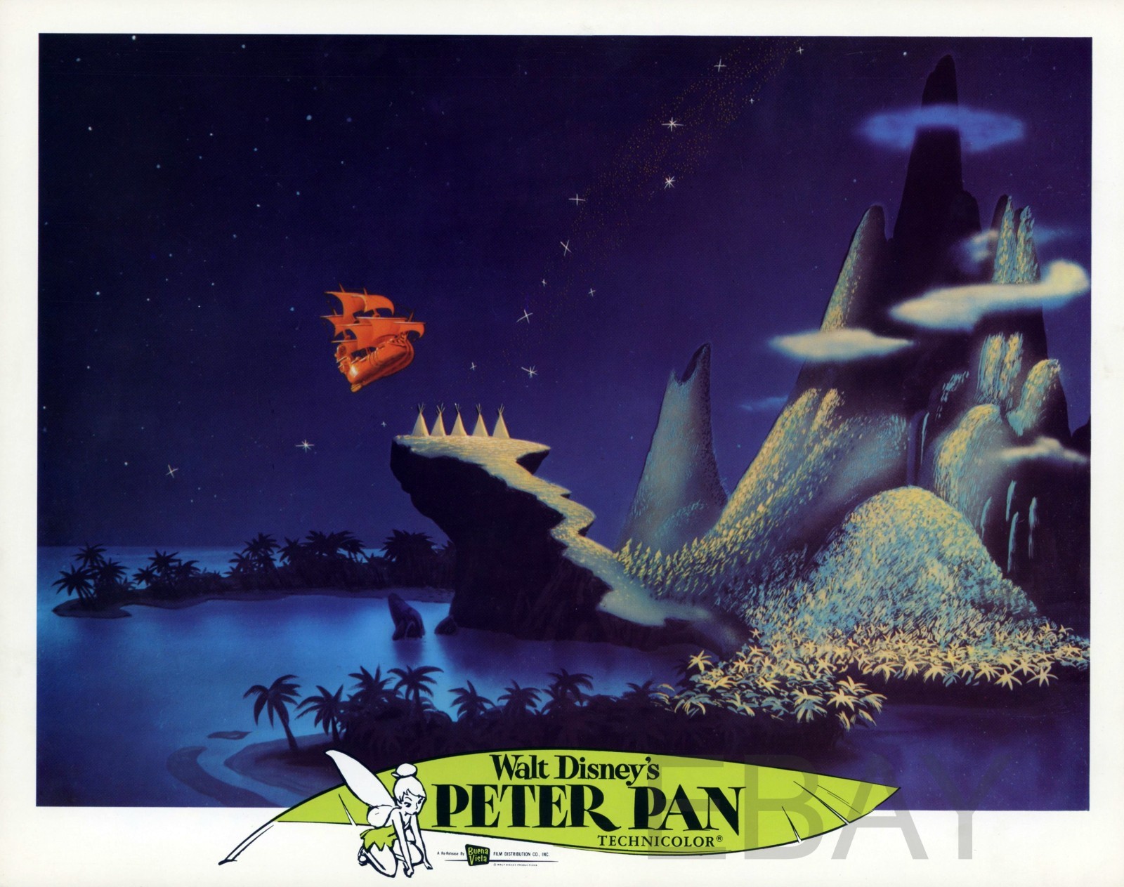 Disney PETER PAN (R1976) - Vintage 11x14 lobby card set 9 + orig envelope NICE!