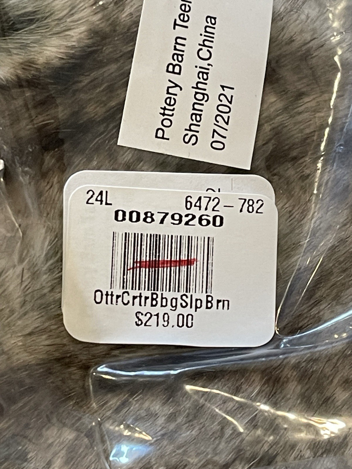 Pottery Barn Teen Otter Critter Faux Fur Beanbag SlipCover 3D Large NWT