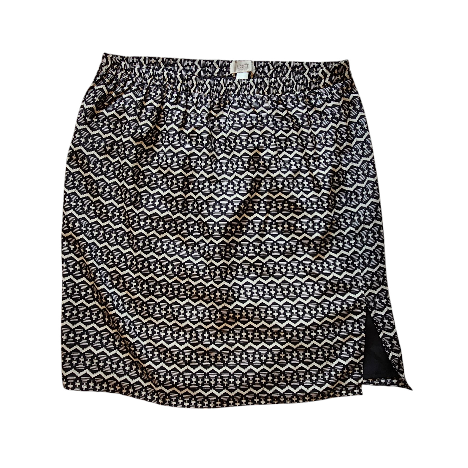 NWT Loft knee-length skirt, black and cream size large, sz 12, 22" length