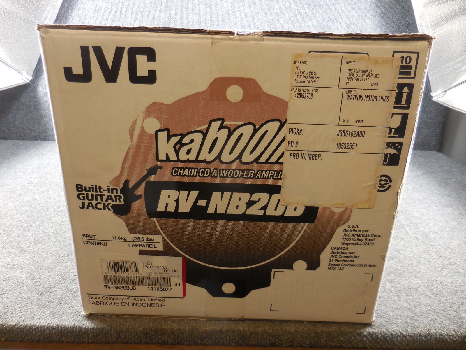 NOS New Unused JVC RV-NB20B Kaboom Boombox Stereo CD Guitar Jack ipod
