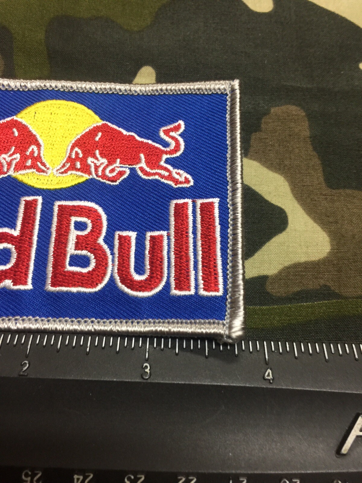 RED BULL PATCH WITH GENUINE 3M ADHEASIVE HOOK BACK SEE PICTURES
