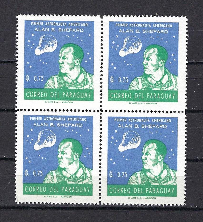 Paraguay 1961 Sc#  613 Alan Shepard First US Astronaut  block 4 MNH