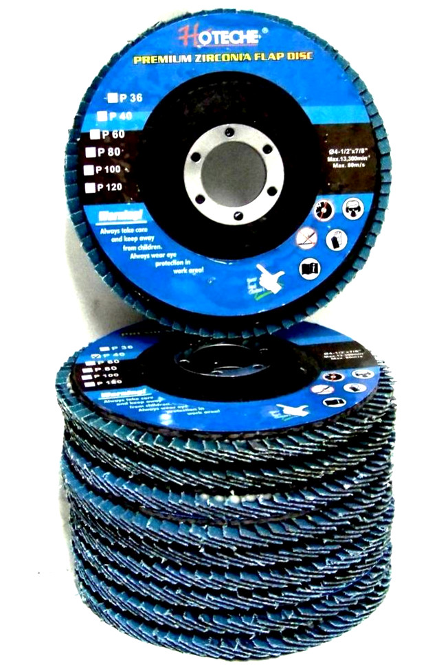10 PC 4-1/2"x7/8" 36 Grit Blue Zirconia Flap Disc Angle Grinder Sanding Wheels