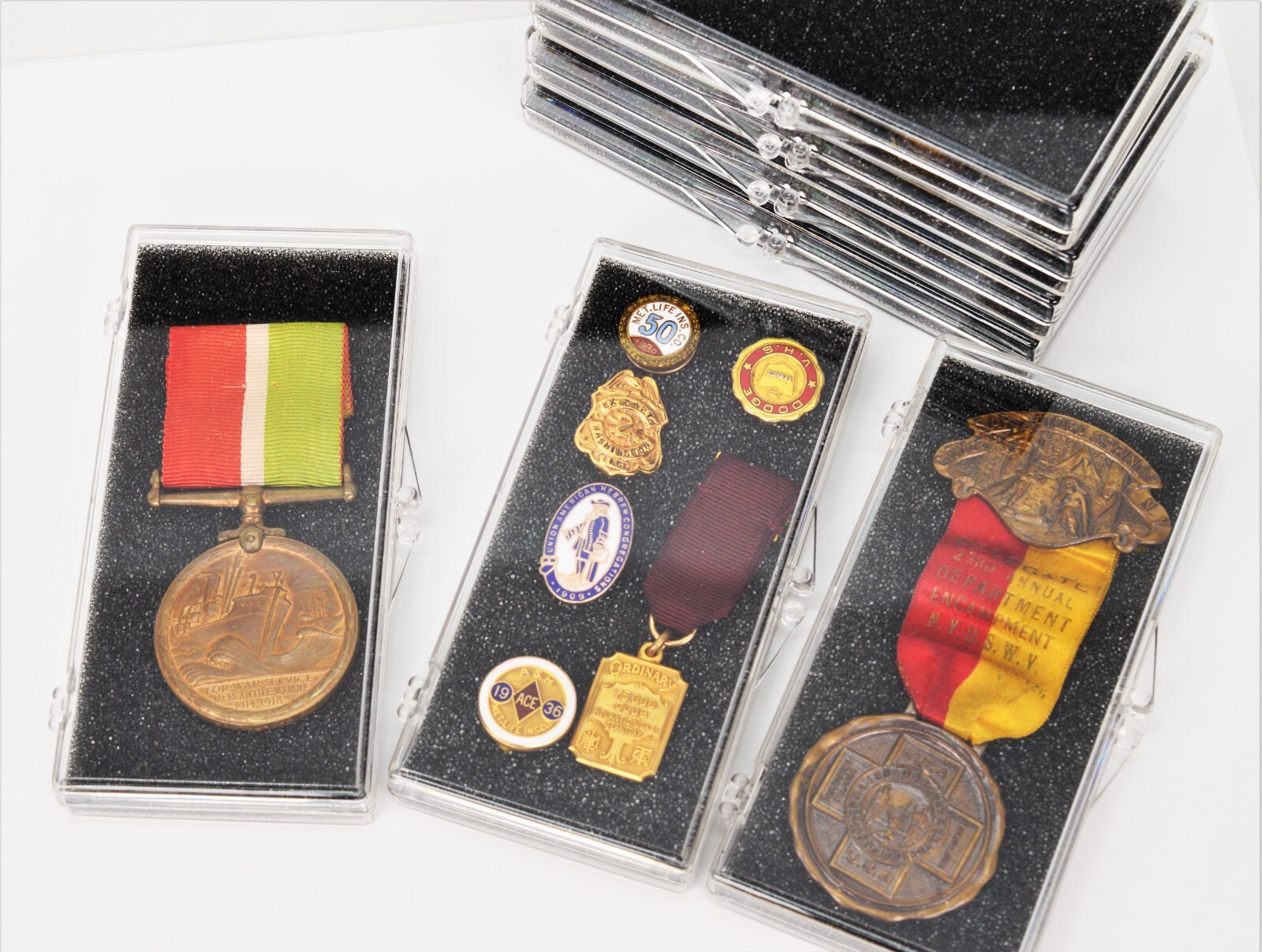 Clear Plastic Display Snap Case Box for Medals Collectables - Lot of 6