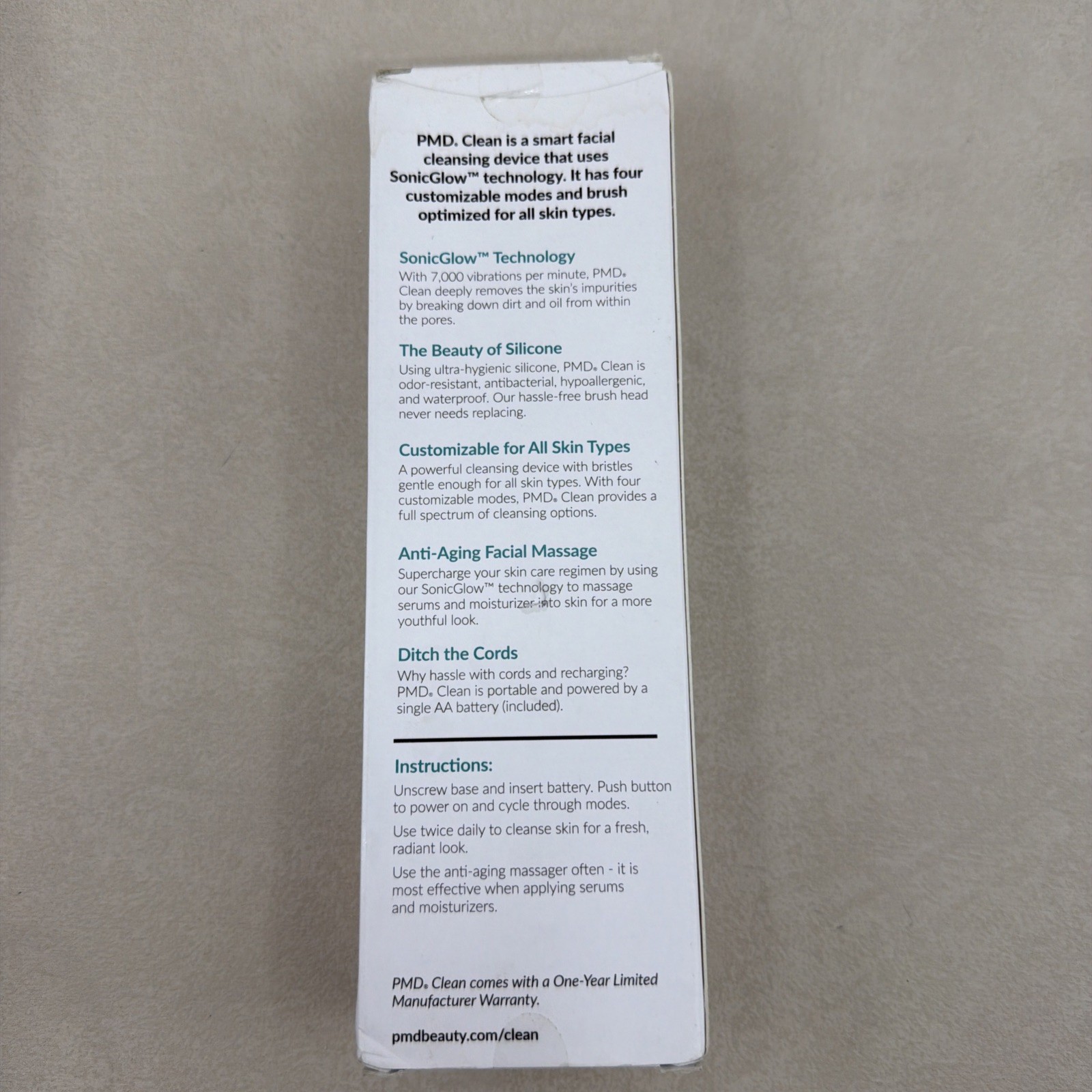 PMD Clean Smart Facial Cleansing Device with Silicone Brush Sealed Box