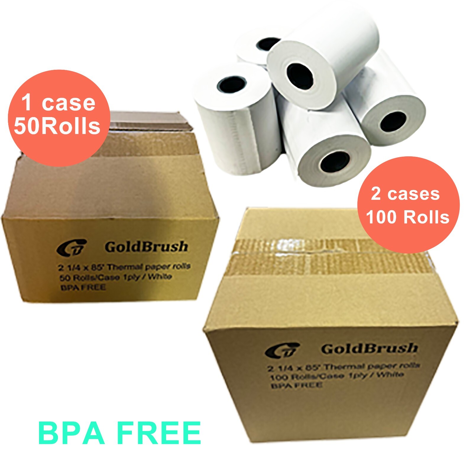 2-1/4" x 50' 85' Thermal Paper Credit Card Cash Register POS Receipt Paper Rolls