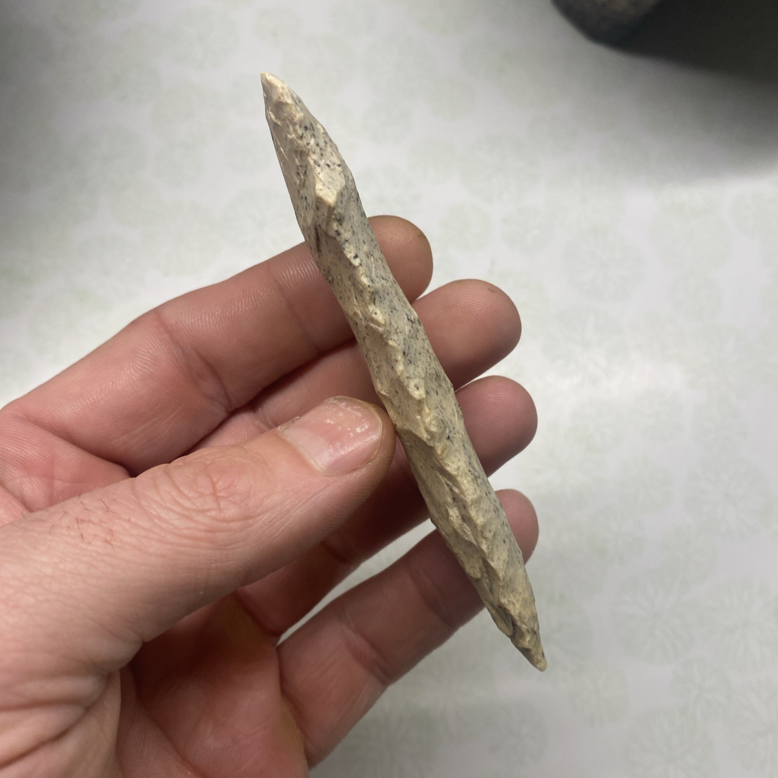 MLC s8206 4 1/8” Stemmed Etley Arrowhead Indiana Stone Artifact