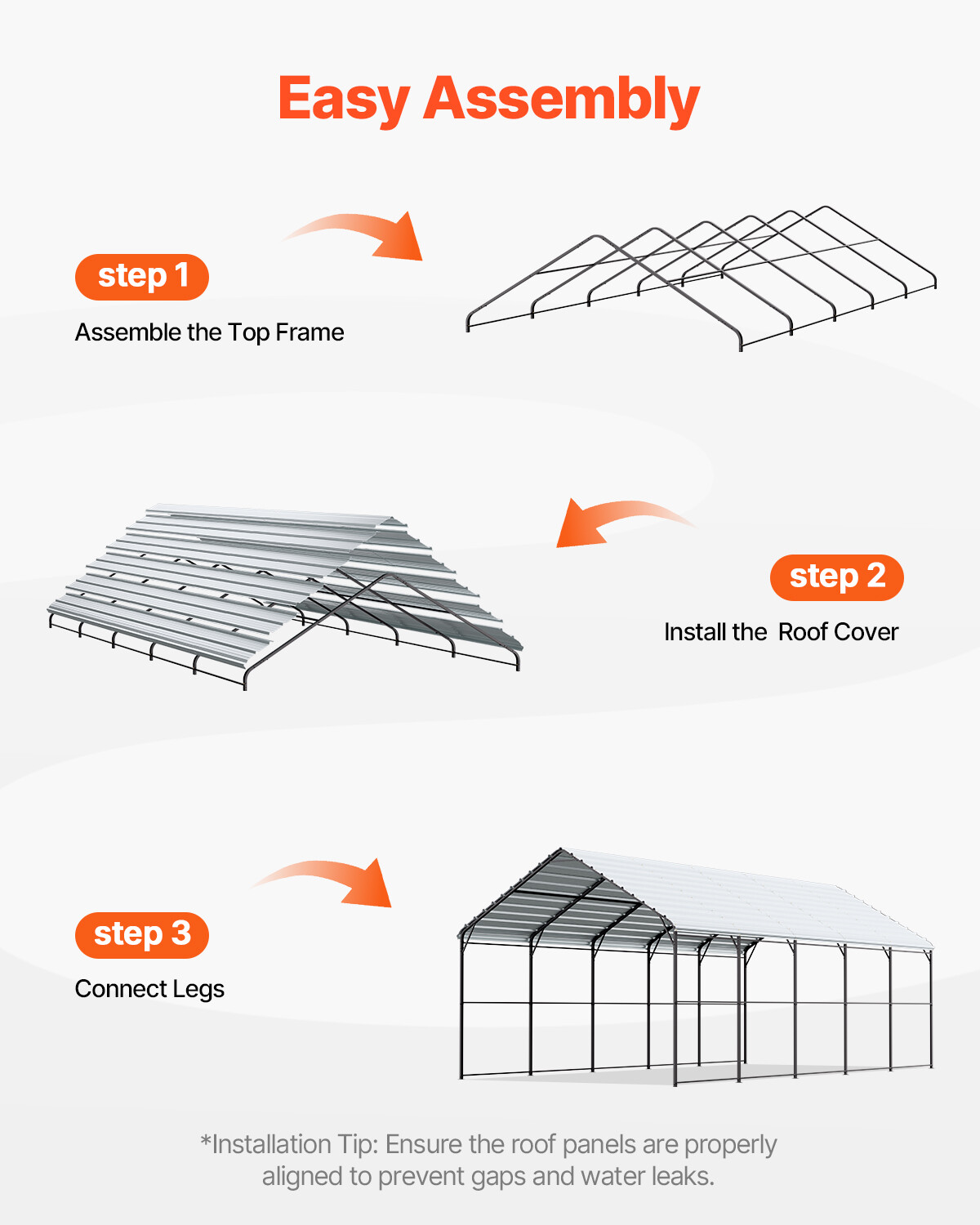 13' x 26' Metal Carport Outdoor Car Shelter Garage for Boats