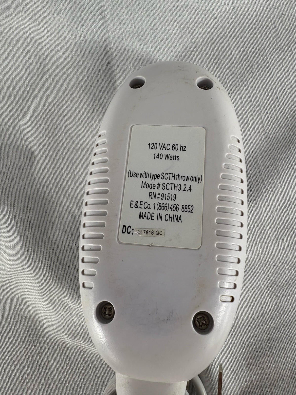 Comfort Spaces Heated Electric Throw Blanket Controller Remote SCTH 3.2.4 White