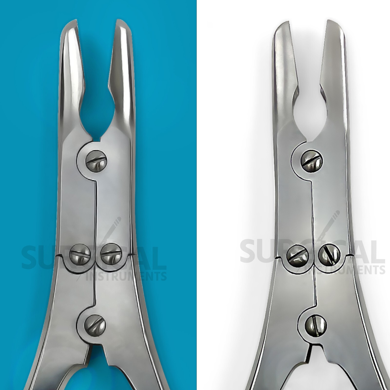 Set of 2 Pcs Ruskin Bone Rongeur 7.50" Straight & Curved 5mm Bite Double Action