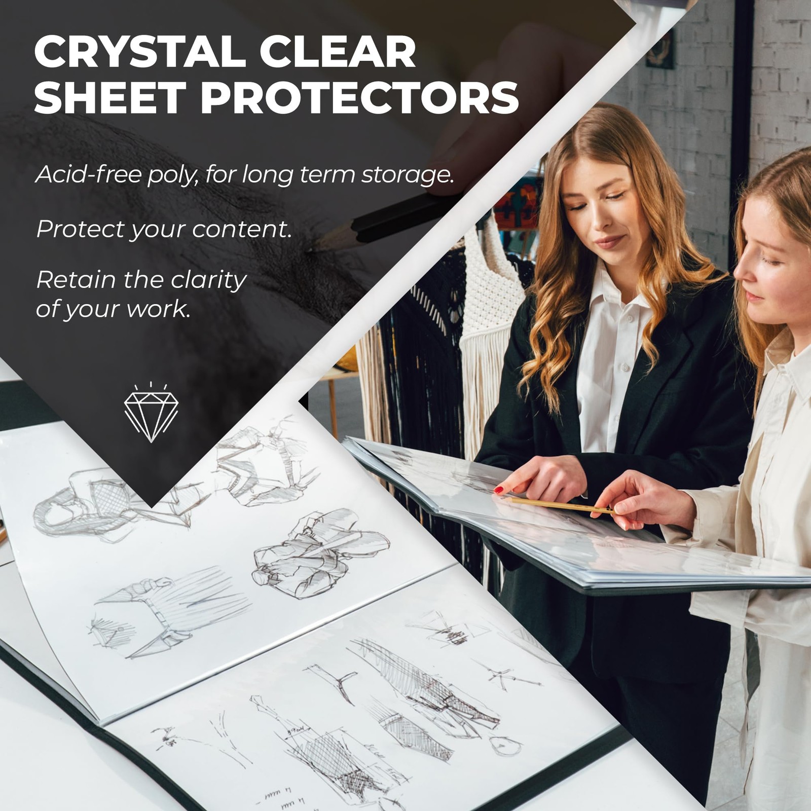 Dunwell 11x17 Art Portfolio Binder with Black Mounting Paper (Black), Large P...