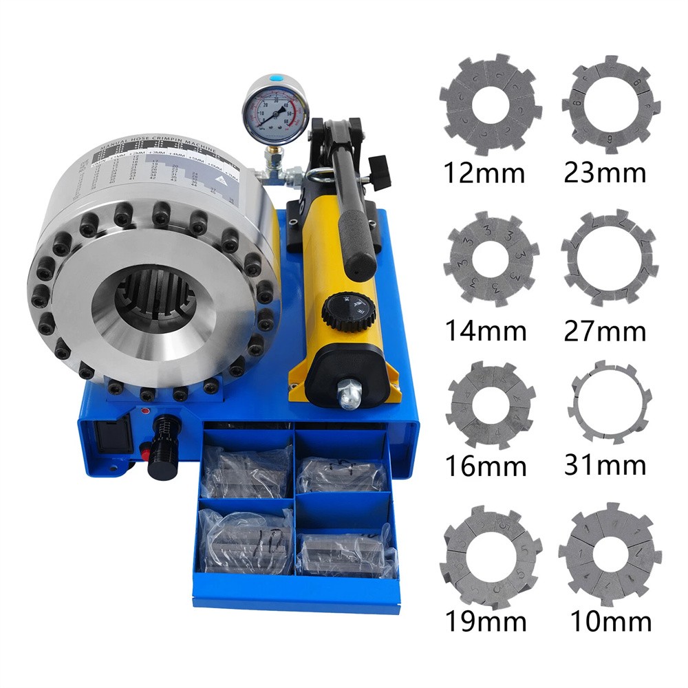 Hydraulic Hose Crimper Hose Pipe Crimping High Pressure Manual With 8 sets Molds