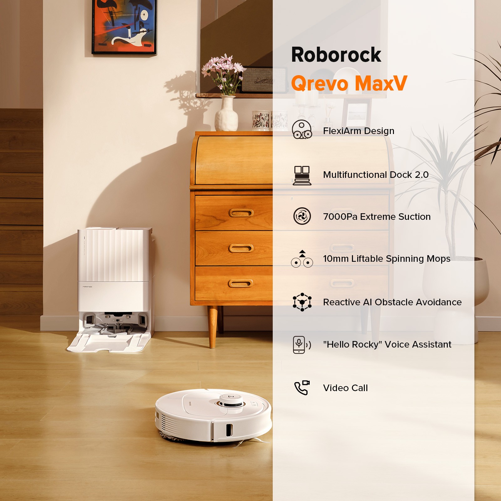 roborock Qrevo MaxV Vacuum Cleaner,Self-Washing & Drying - Certified Refurbished