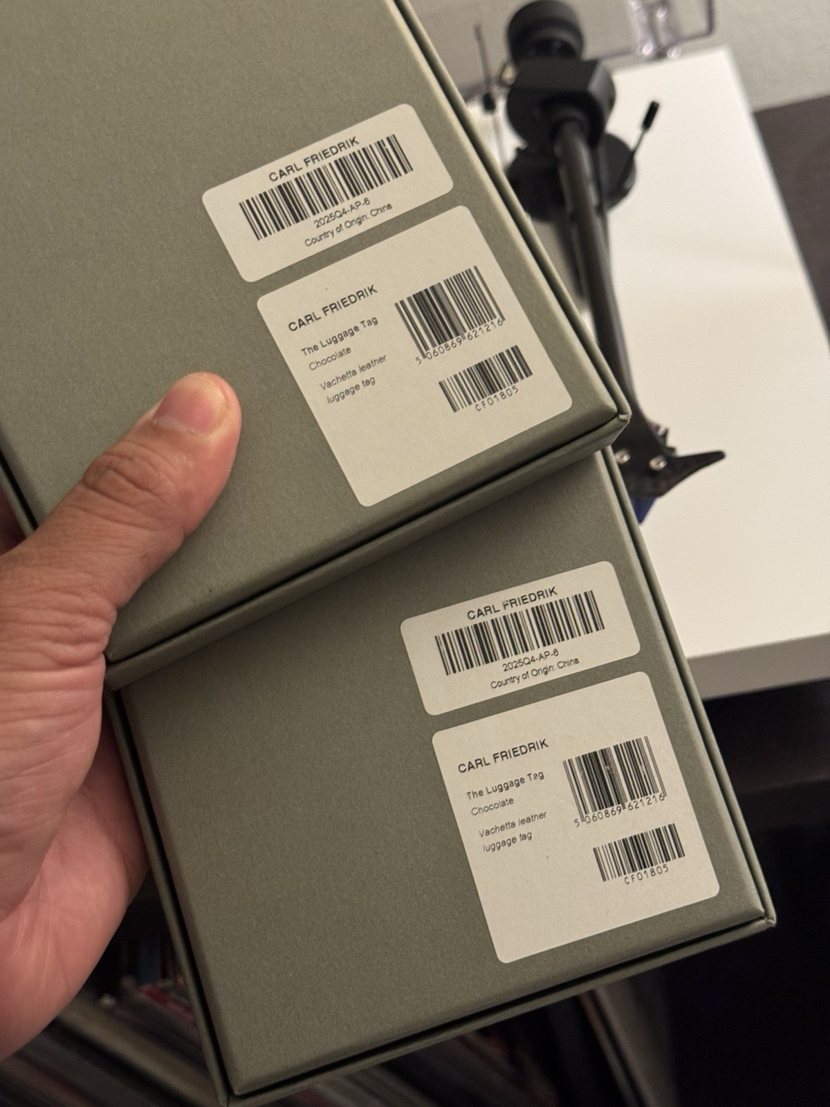 Bundle x2 Carl Friedrik Chocolate Luggage Tag New Vachetta Leather Smooth Luxury