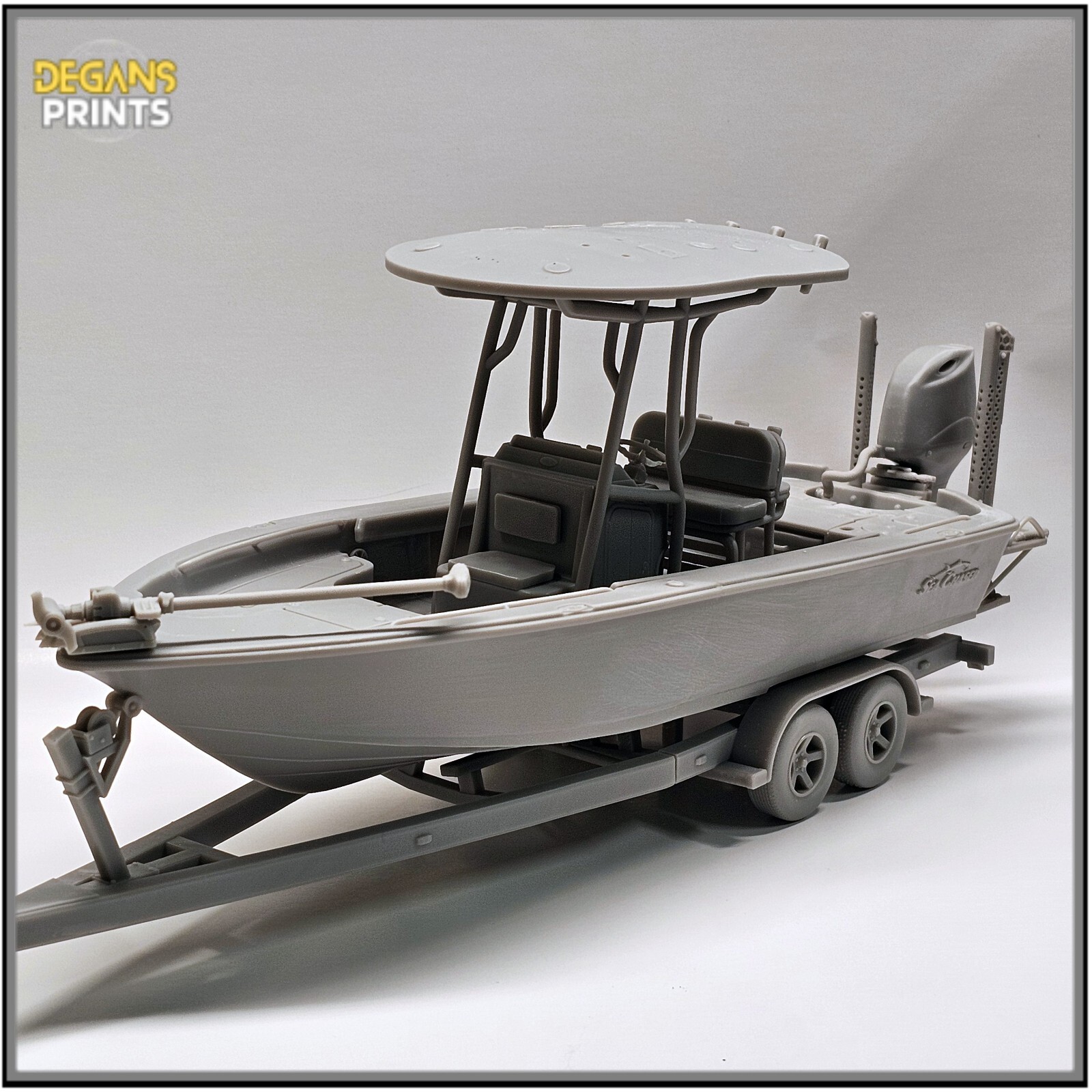 SeaChaser 23LX Center Console Boat Model & trailer kit 1-24 scale diorama 3Dboat