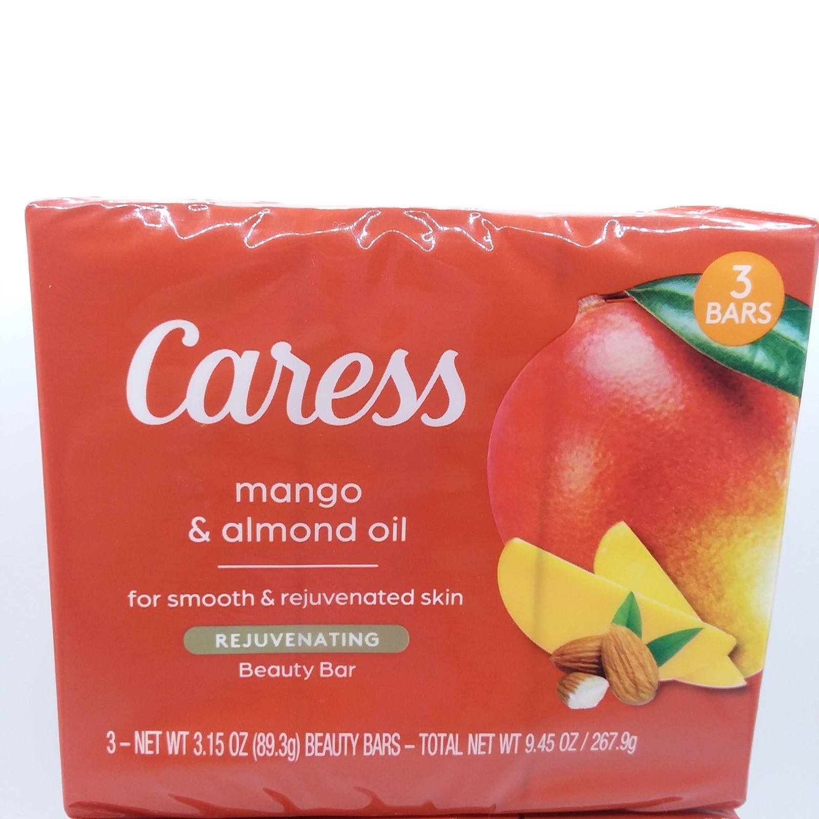 Caress Mango & Almond Oil Rejuvenating Beauty Bar Soap 2 Packs/3 Bars = 6 total